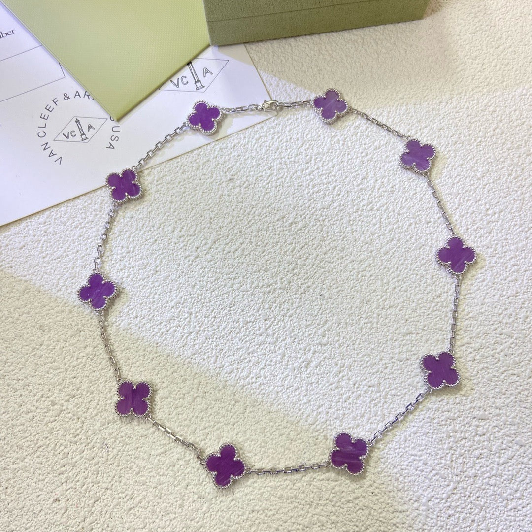 [MIRA]CLOVER 10 MOTIFS  PURPLE VIOLET  NECKLACE