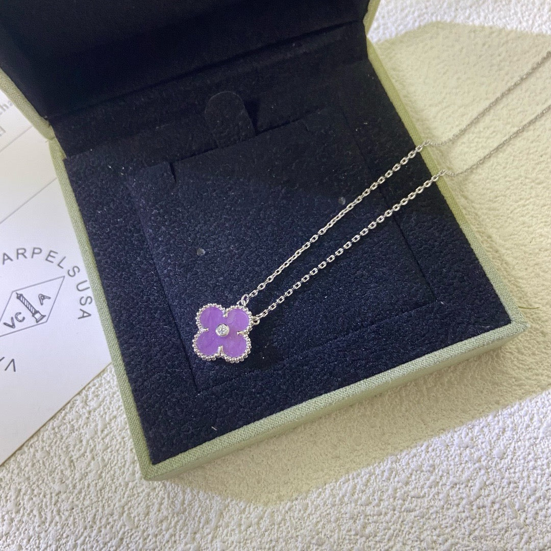 [MIRA]CLOVER 15MM DIAMOND  PURPLE VIOLET NECKLACE