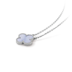 [MIRA]CLOVER 15MM BLUE CHALCEDONY NECKLACE SILVER