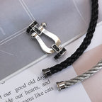 [MIRA]FORCE LARGE HORSESHOE BLACK DIAMOND BRACELET SILVER