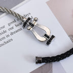 [MIRA]FORCE LARGE HORSESHOE BLACK DIAMOND BRACELET SILVER