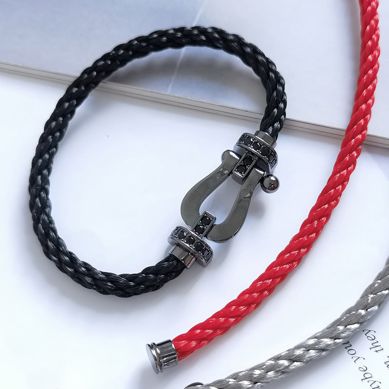 [MIRA]FORCE LARGE SERIES HORSESHOE BLACK SAMURAI BRACELET