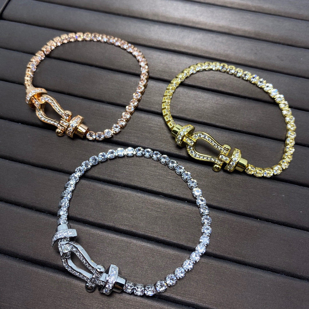 [MIRA]FORCE  LARGE HORSESHOE FULL DIAMOND TENNIS BRACELET