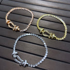 [MIRA]FORCE  LARGE HORSESHOE FULL DIAMOND TENNIS BRACELET