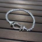 [MIRA]FORCE  LARGE HORSESHOE FULL DIAMOND TENNIS BRACELET
