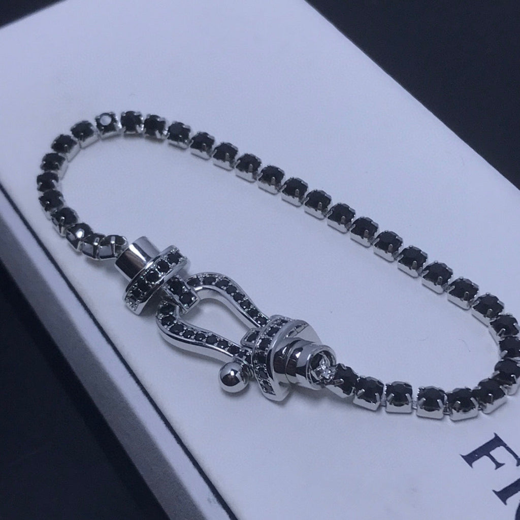 [MIRA]FORCE  LARGE HORSESHOE FULL DIAMOND TENNIS BRACELET