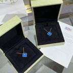 [MIRA]CLOVER 15MM DIAMOND AND BLUE AGATE NECKLACE