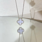 [MIRA]CLOVER 15MM BLUE CHALCEDONY NECKLACE SILVER