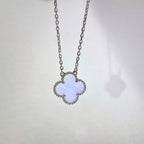 [MIRA]CLOVER 15MM BLUE CHALCEDONY NECKLACE SILVER