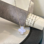 [MIRA]CLOVER 15MM BLUE CHALCEDONY NECKLACE SILVER