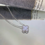 [MIRA]CLOVER 15MM BLUE CHALCEDONY NECKLACE SILVER