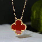 [MIRA]CLOVER 15MM CARNELIAN SINGLE FLOWER NECKLACE