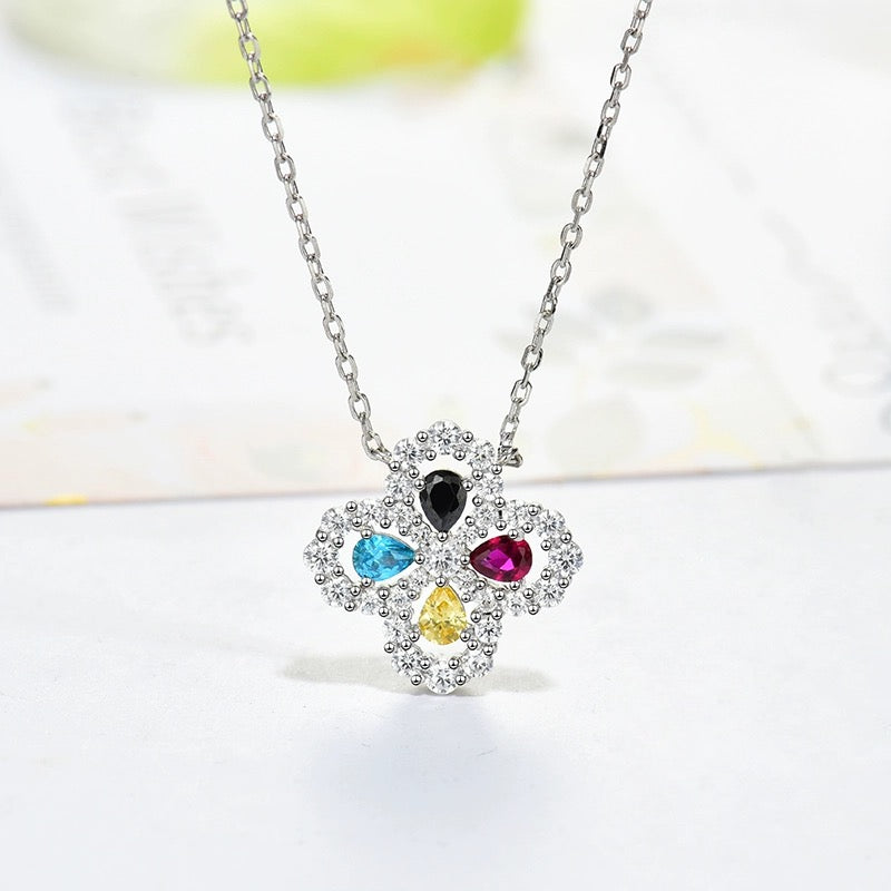 [MIRA]LOOP NECKLACE FULL MOTIF DIAMOND 16MM MULTIPLE COLORS