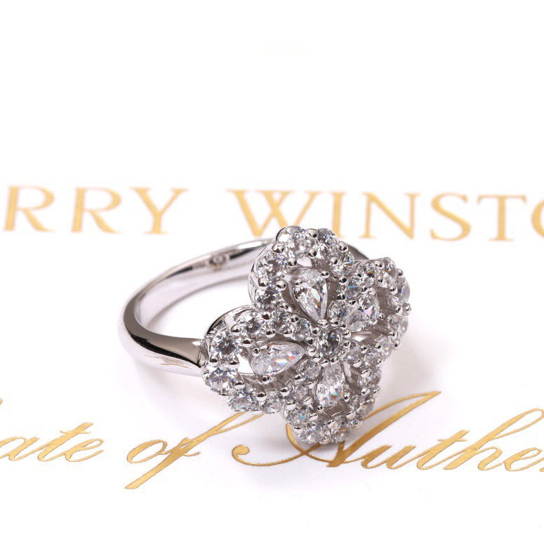 [MIRA]LOOP RING FULL MOTIF DIAMOND 16MM SILVE
