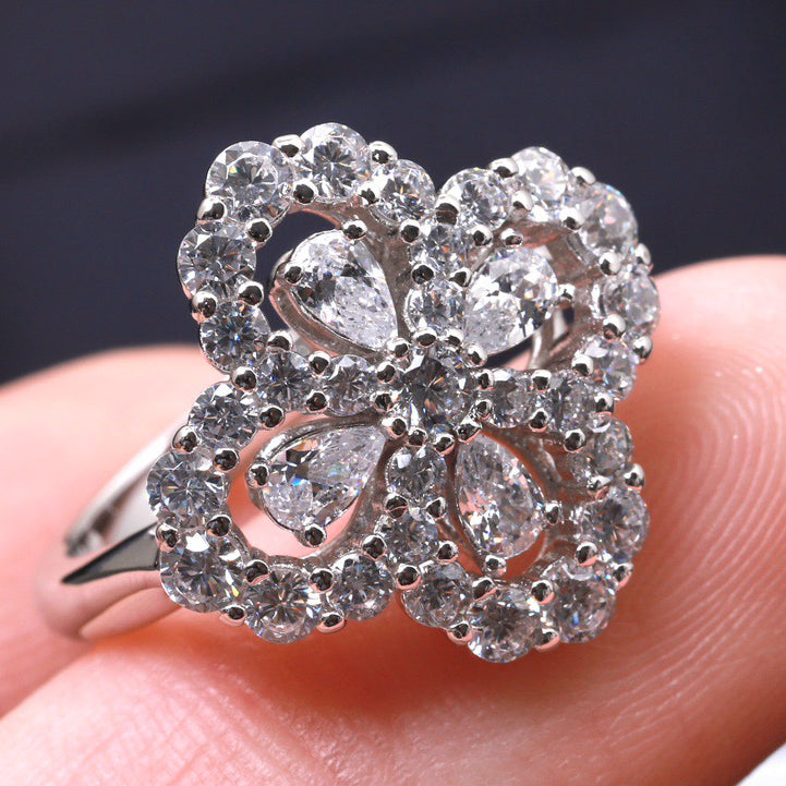 [MIRA]LOOP RING FULL MOTIF DIAMOND 16MM SILVE