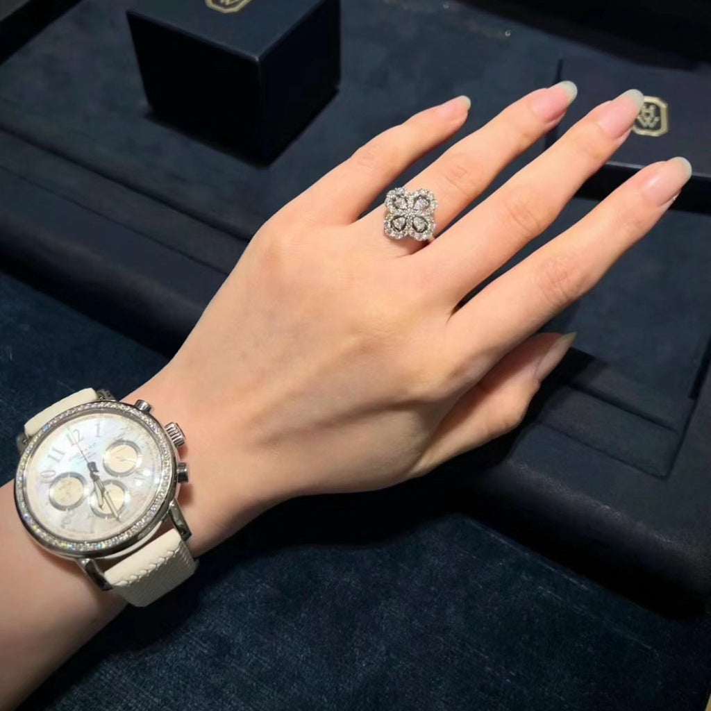 [MIRA]LOOP RING FULL MOTIF DIAMOND 16MM SILVE