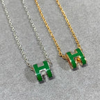 [MIRA]POP H GREEN NECKLACE SILVER AND GOLD