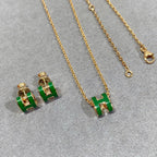 [MIRA]POP H GREEN NECKLACE SILVER AND GOLD