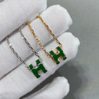 [MIRA]POP H GREEN NECKLACE SILVER AND GOLD