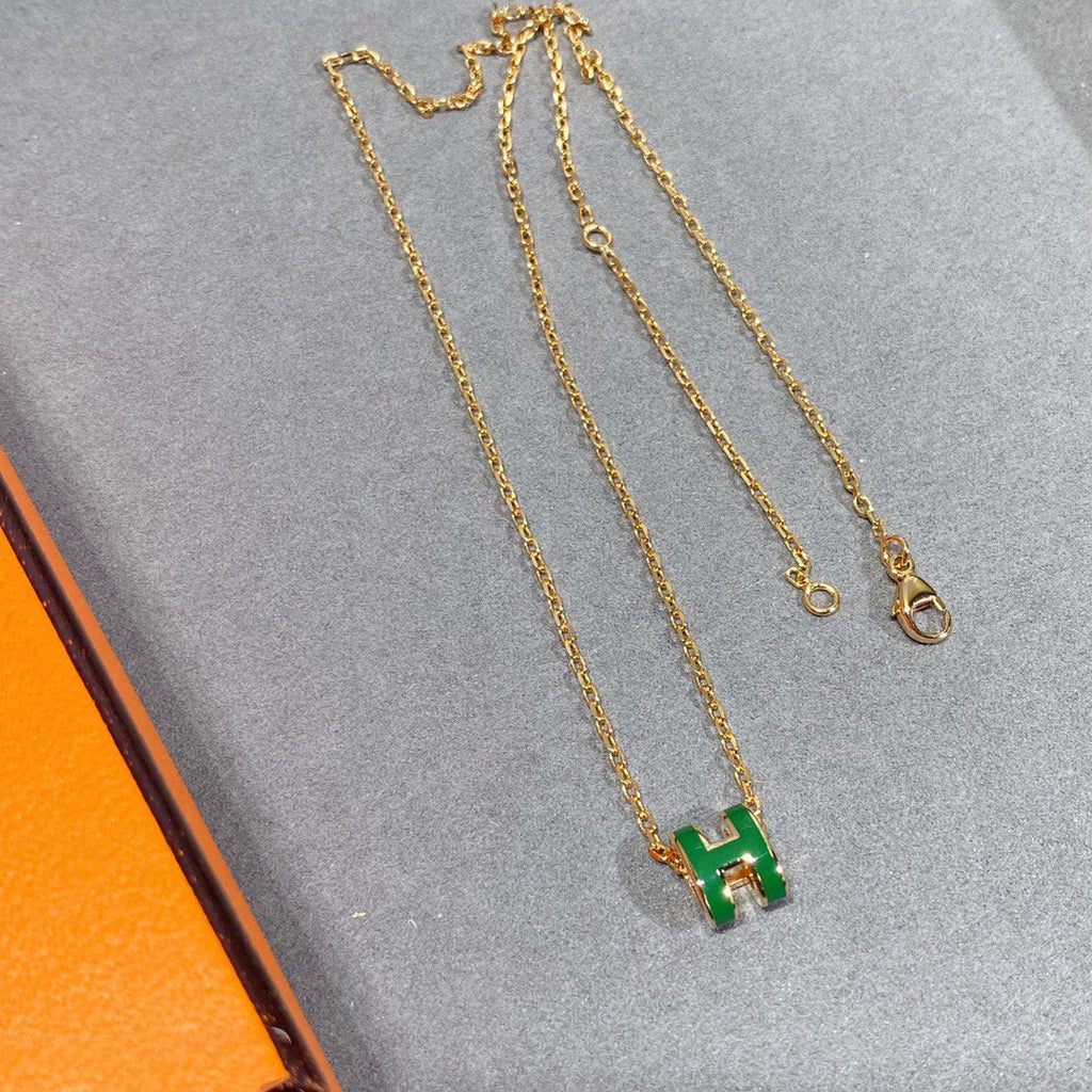[MIRA]POP H GREEN NECKLACE SILVER AND GOLD