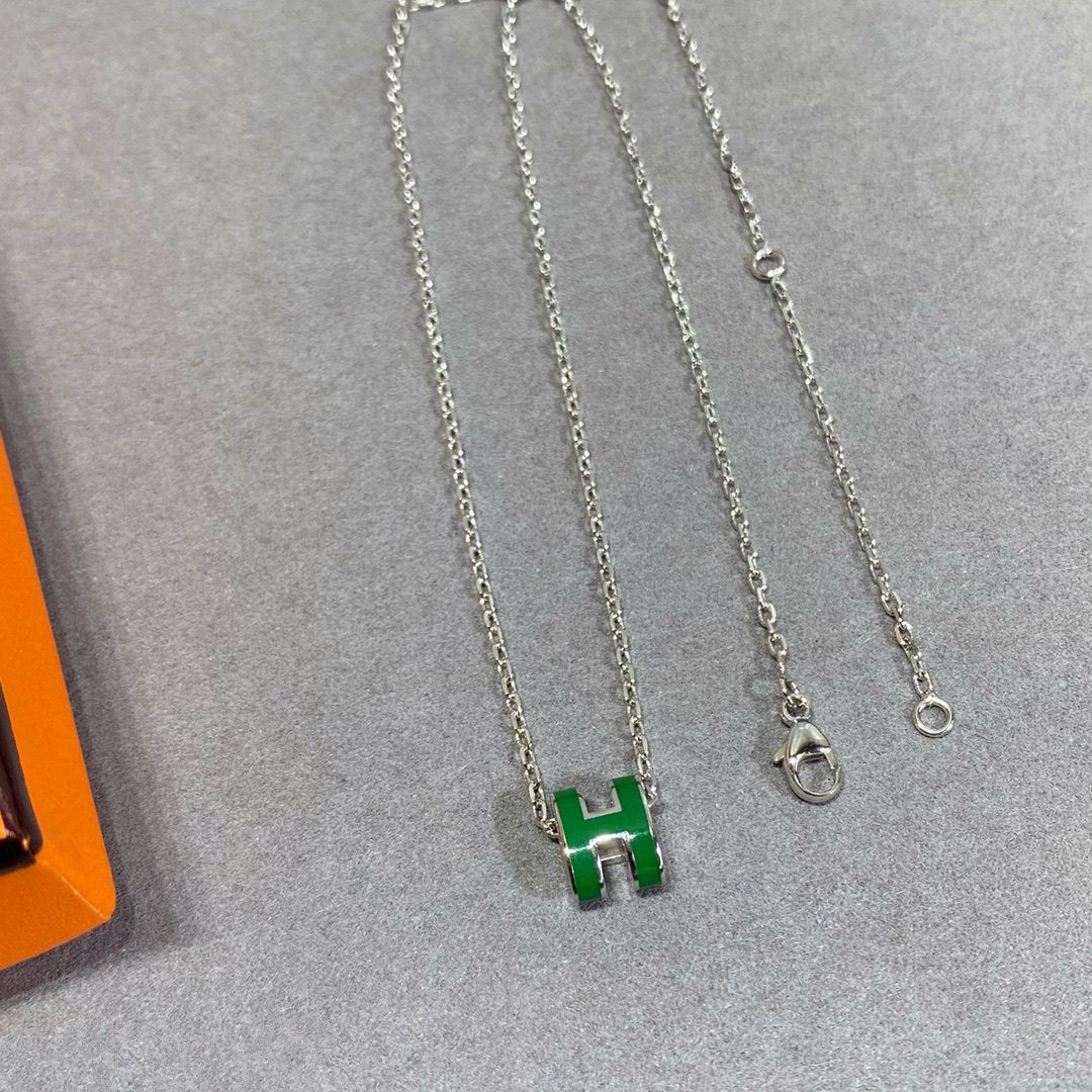 [MIRA]POP H GREEN NECKLACE SILVER AND GOLD