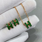 [MIRA]POP H GREEN NECKLACE SILVER AND GOLD