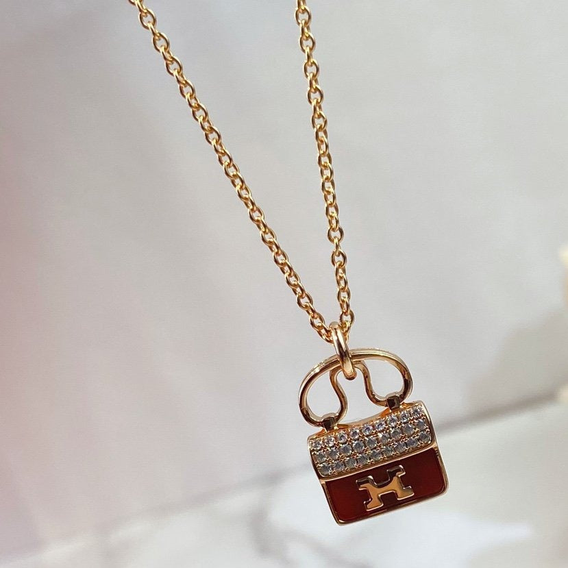 [MIRA]CONSTANCE RED PEDANT PINK GOLD NECKLACE