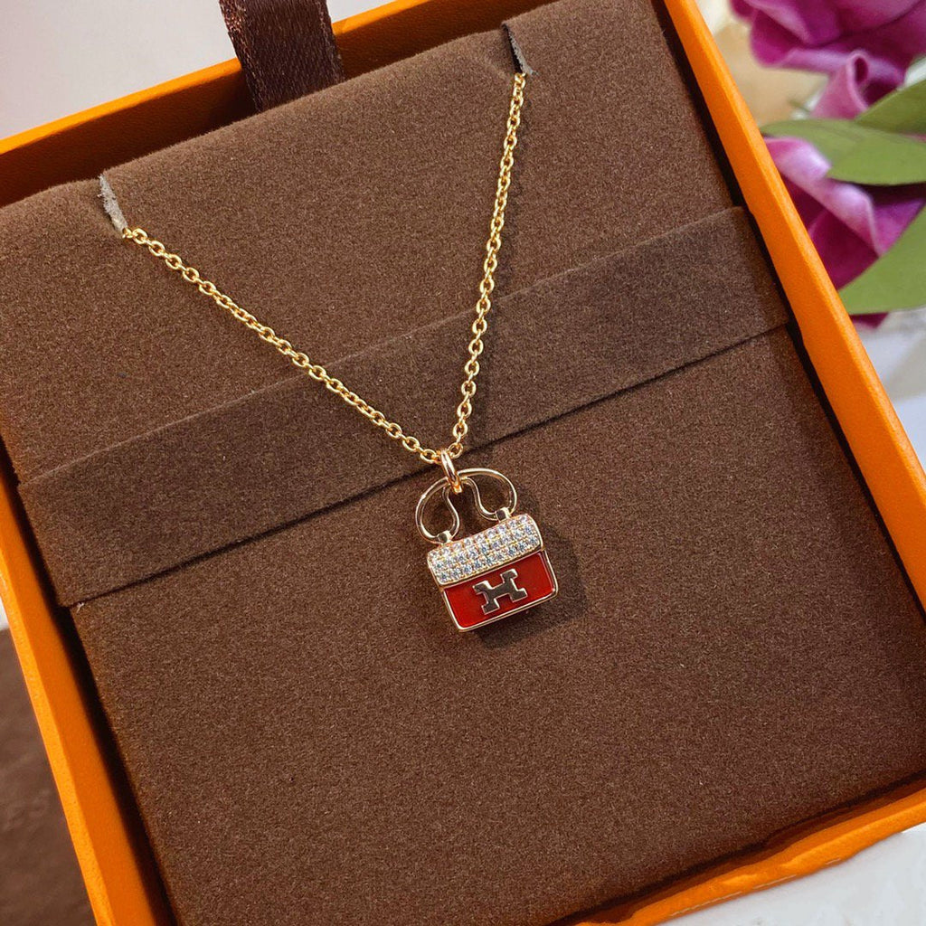 [MIRA]CONSTANCE RED PEDANT PINK GOLD NECKLACE
