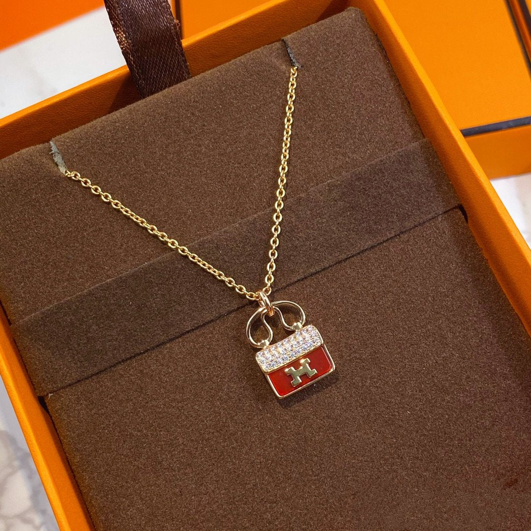 [MIRA]CONSTANCE RED PEDANT PINK GOLD NECKLACE