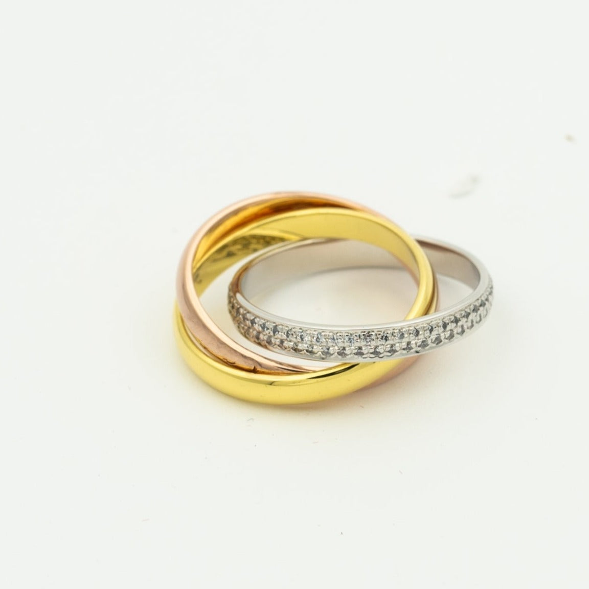 [MIRA]TRINITY RING GOLD PINK GOLD SILVER DIAMONDS
