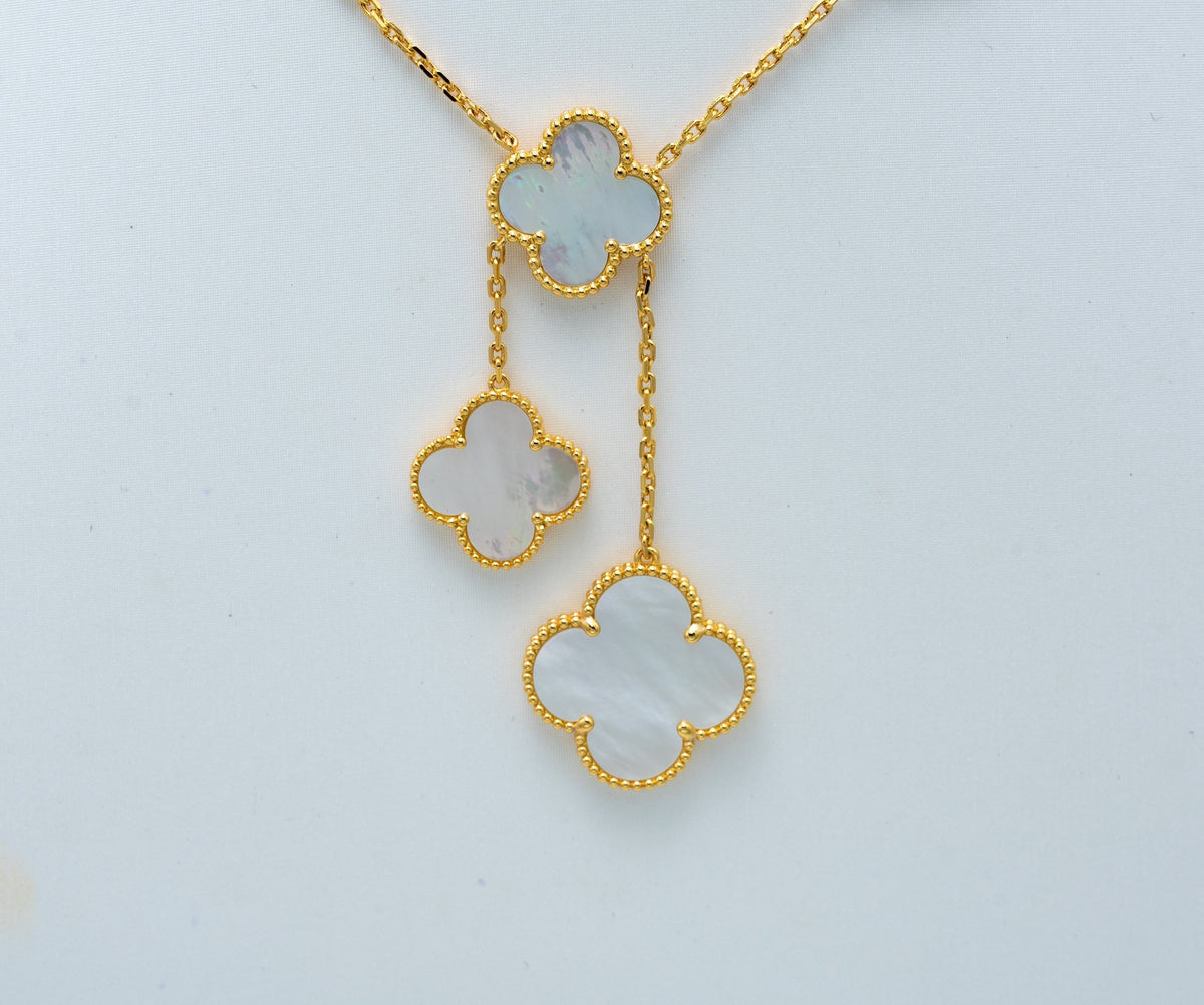 [MIRA]CLOVER MOTHER OF PEARL NECKLACE 6 MOTIF