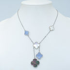 [MIRA]CLOVER MOP CHALCEDONY NECKLACE SILVER 6 MOTIF