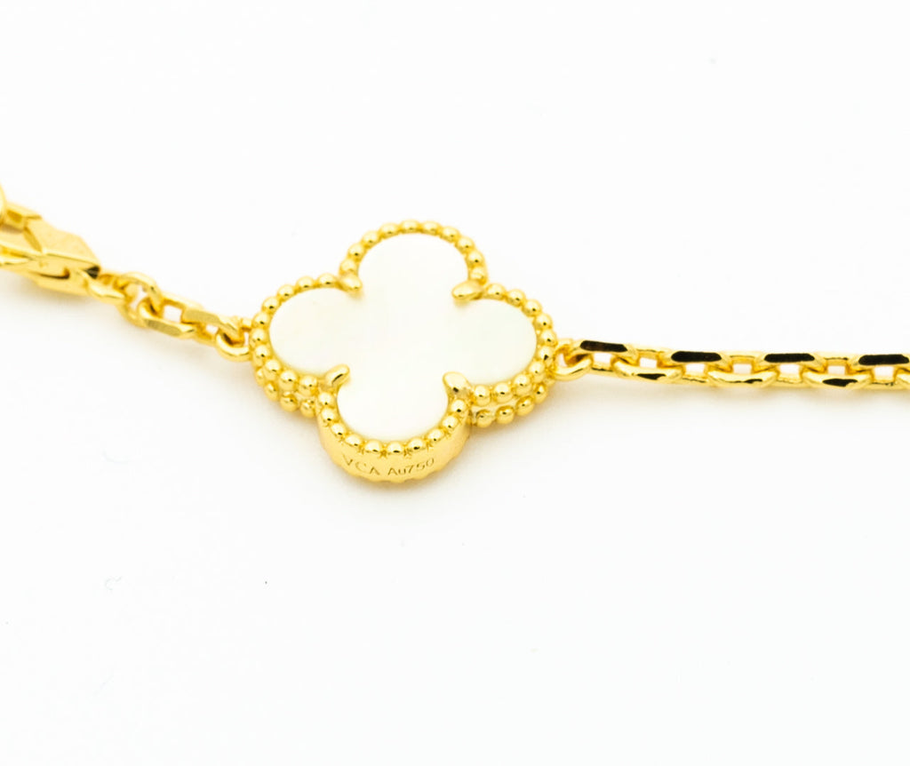 [MIRA]CLOVER BRACELET 5 MOTIFS ONYX MOP
