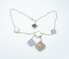 [MIRA]CLOVER MOP CHALCEDONY NECKLACE SILVER 6 MOTIF