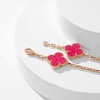 [MIRA] NEW CLOVER 10 MOTIFS PINK ENAMEL NECKLACE