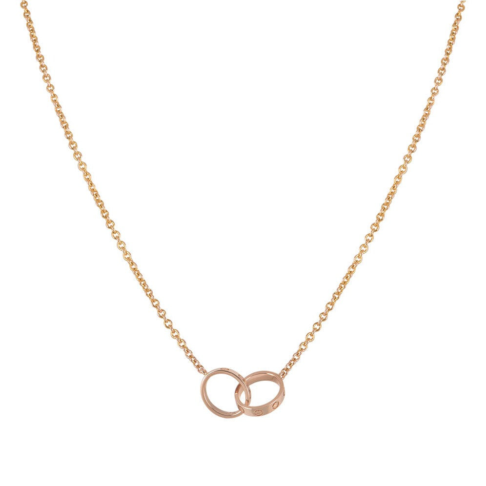 [MIRA]LOVE NECKLACE DOUBLE RING PINK GOLD