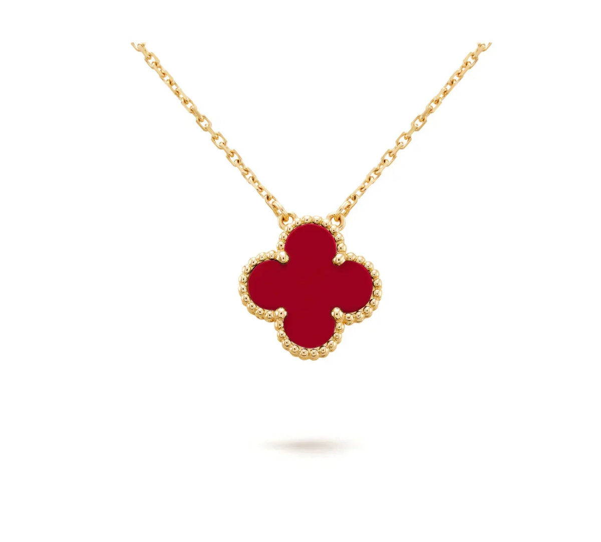 [MIRA]CLOVER 15MM CARNELIAN SINGLE FLOWER NECKLACE
