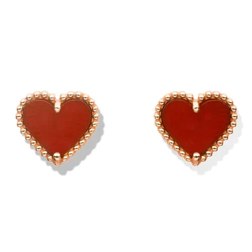 [MIRA]HEART CARNELIAN STUD EARRINGS