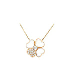 [MIRA]CLOVER MOP DIAMOND ROSE GOLD NECKLACE
