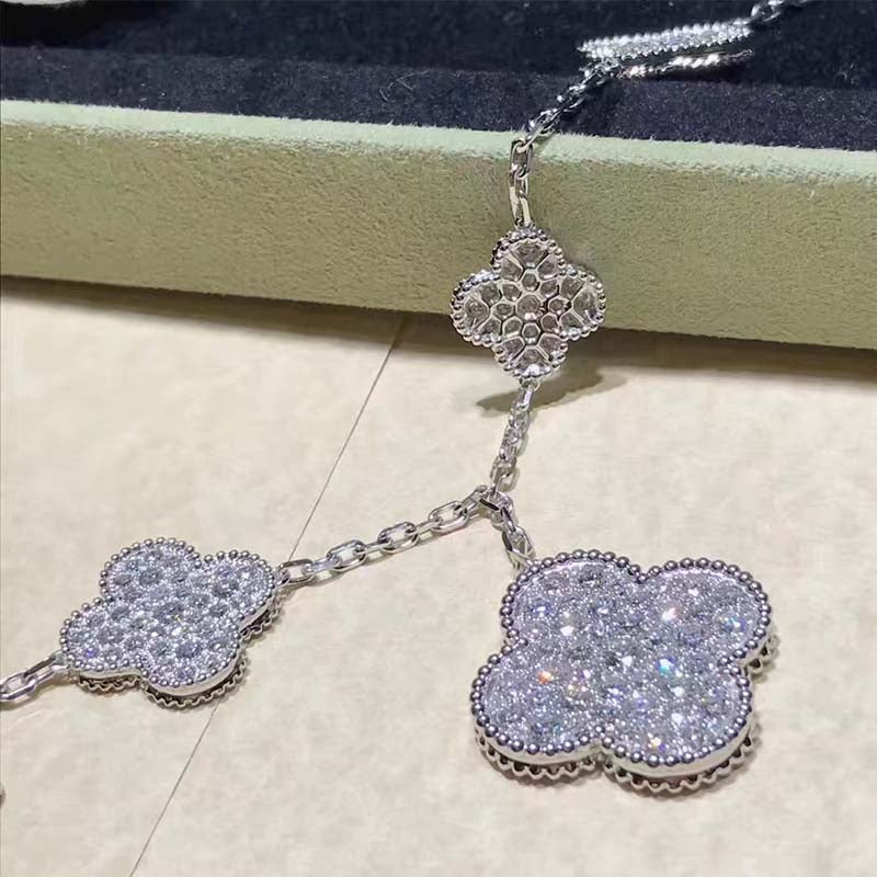 [MIRA]CLOVER 6 MOTIFS SILVER DIAMOND BRACELET