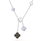 [MIRA]CLOVER MOP CHALCEDONY NECKLACE SILVER 6 MOTIF