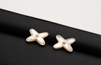 [MIRA]JEUX DE WHITE MOP PINK GOLD DIAMOND EARRINGS
