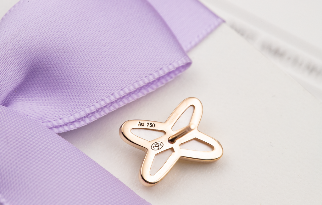 [MIRA]JEUX DE WHITE MOP PINK GOLD DIAMOND EARRINGS