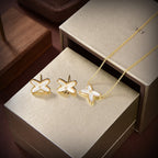 [MIRA]JEUX DE WHITE MOP GOLD DIAMOND EARRINGS