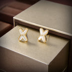 [MIRA]JEUX DE WHITE MOP GOLD DIAMOND EARRINGS