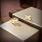[MIRA]JEUX DE WHITE MOP GOLD DIAMOND EARRINGS