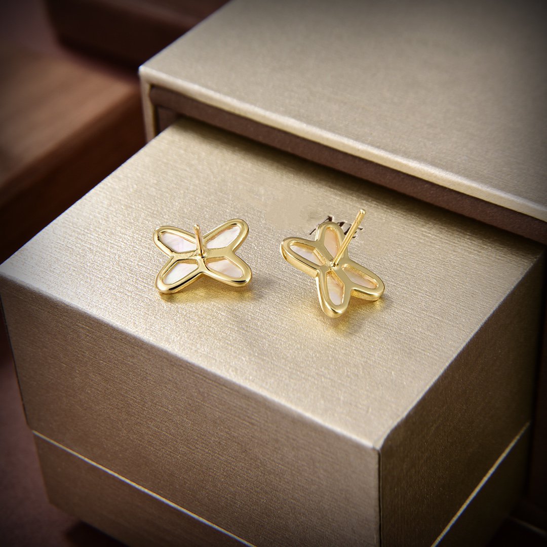 [MIRA]JEUX DE WHITE MOP GOLD DIAMOND EARRINGS