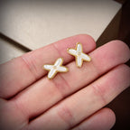 [MIRA]JEUX DE WHITE MOP GOLD DIAMOND EARRINGS