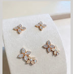 [MIRA]STAR BLOSSOM STUD EARRINGS PINK GOLD DIAMONDS