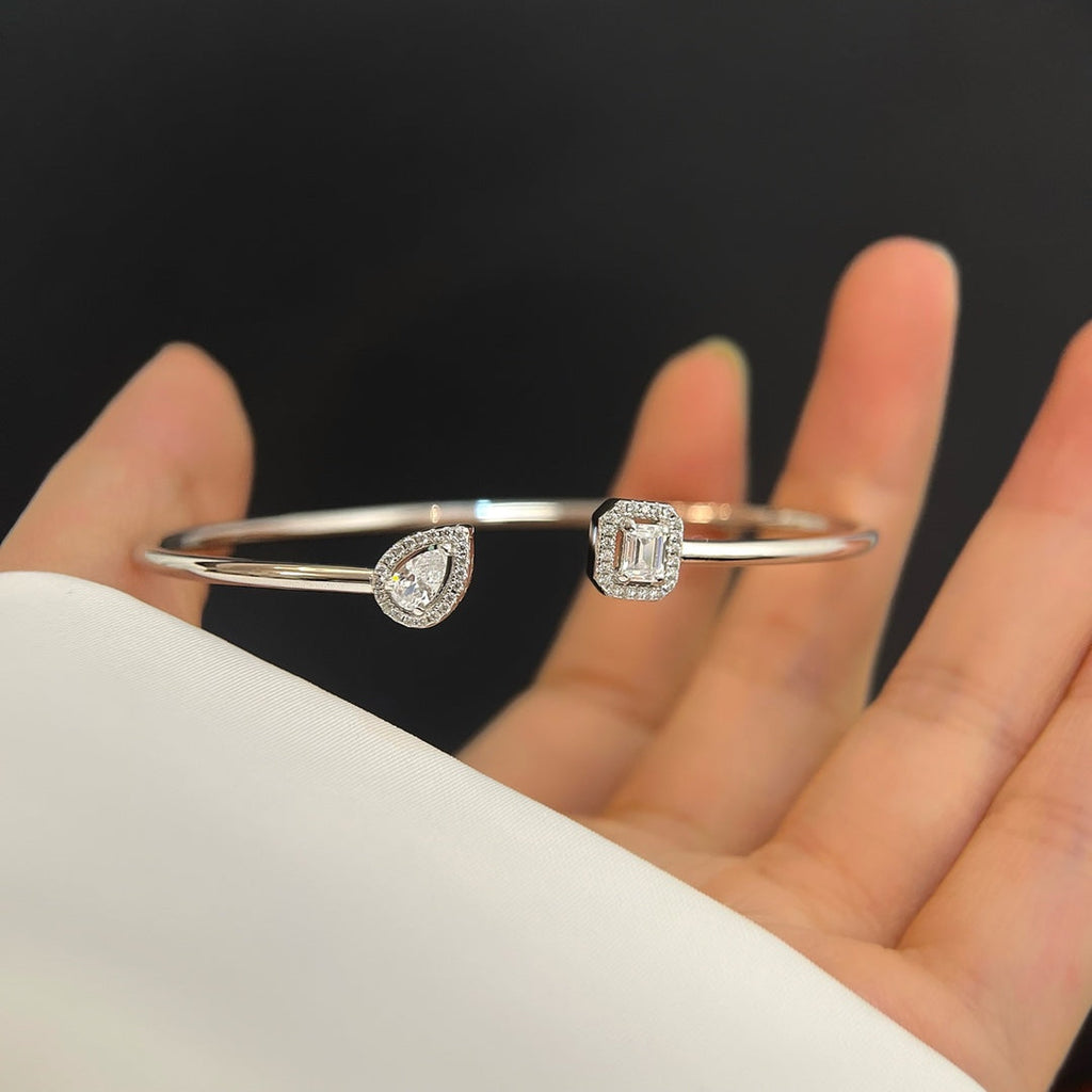 [MIRA]JONC FLEX MY TWIN TOI & MOI SILVER DIAMOND BRACELET